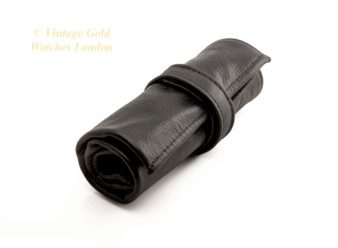 Soft Leather Watch Roll – Black