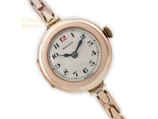 Ladies Rolex Cocktail Watch 9ct Pink Gold Cal.9¾ 1914 (1)
