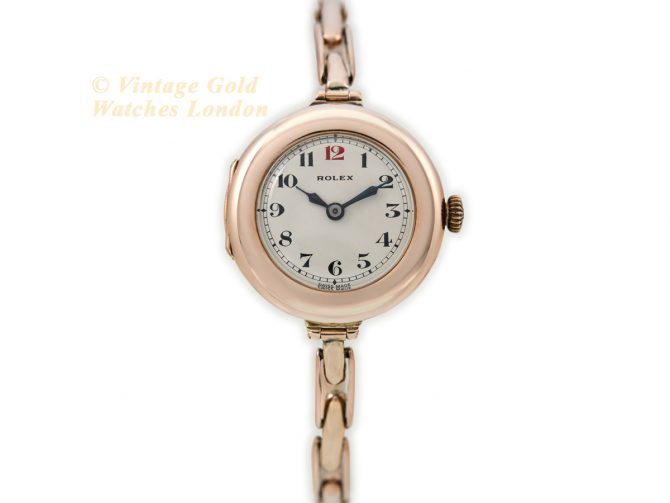 Ladies Rolex Cocktail Watch 9ct Pink Gold Cal.9¾ 1914 (4)