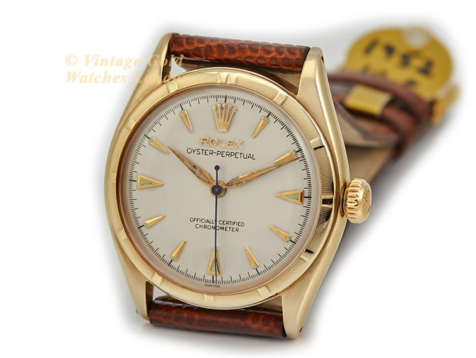 Rolex Oyster Perpetual Thunderbird Bezel, Bubbleback 10ct 1952 (6)