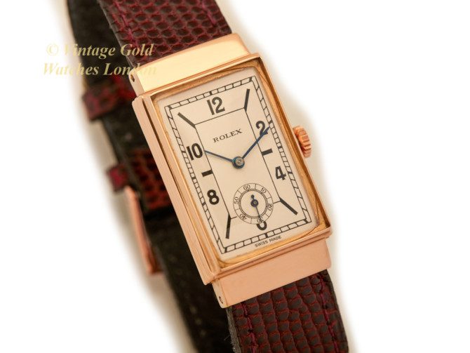 Rolex Cal.360 HW 18ct Pink Gold, Hooded Lugs, Art-Deco Dial, 1935 (3)