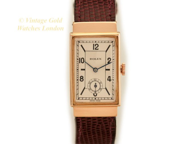 Rolex Cal.360 HW 18ct Pink Gold, Hooded Lugs, Art-Deco Dial, 1935 (7)