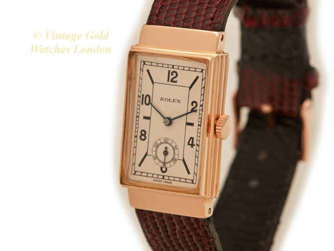 Rolex Cal.360 HW 18ct Pink Gold, Hooded Lugs, Art-Deco Dial, 1935 (9)