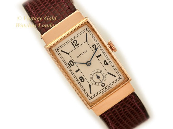 Rolex Cal.360 HW 18ct Pink Gold, Hooded Lugs, Art-Deco Dial, 1935 (1)