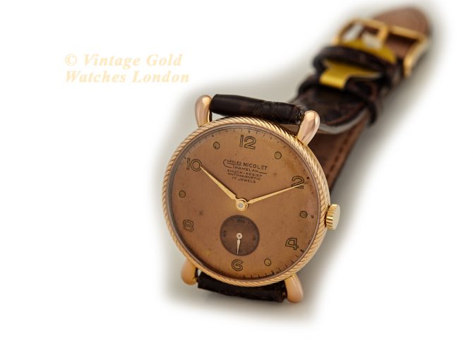 Charles Nicolet Tramelan 18ct Pink Gold 1950s (6)