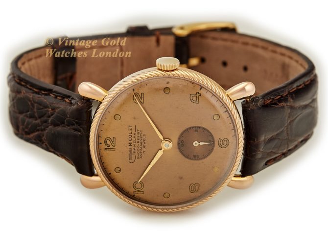 Charles Nicolet Tramelan 18ct Pink Gold 1950s (7)