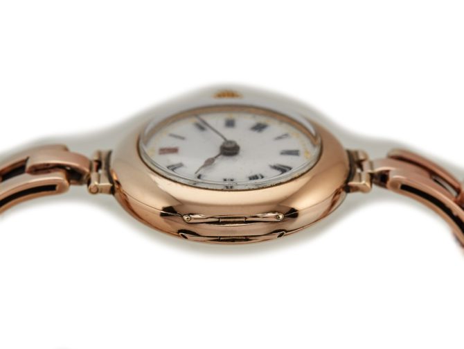 Ladies Porcelain Dial 9ct Pink Gold Cocktail Watch 1909 (5)