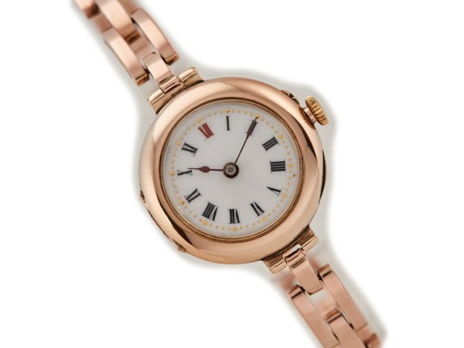 Ladies Porcelain Dial 9ct Pink Gold Cocktail Watch 1909 (6)