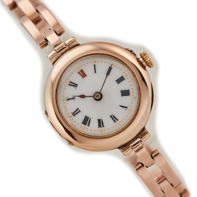 Ladies Porcelain Dial 9ct Pink Gold Cocktail Watch 1909 (7)