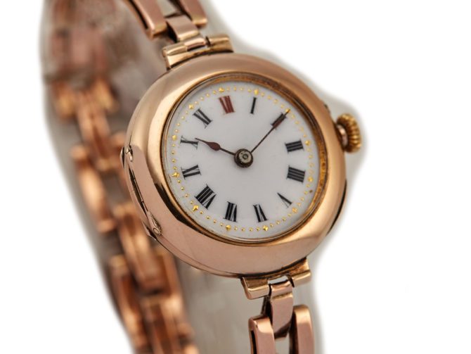 Ladies Porcelain Dial 9ct Pink Gold Cocktail Watch 1909 (12)