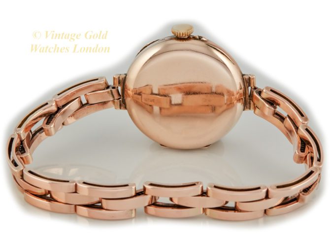 Ladies Porcelain Dial 9ct Pink Gold Cocktail Watch 1909 (37)