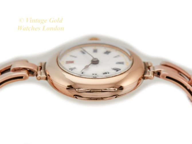 Ladies Porcelain Dial 9ct Pink Gold Cocktail Watch 1909 (35)