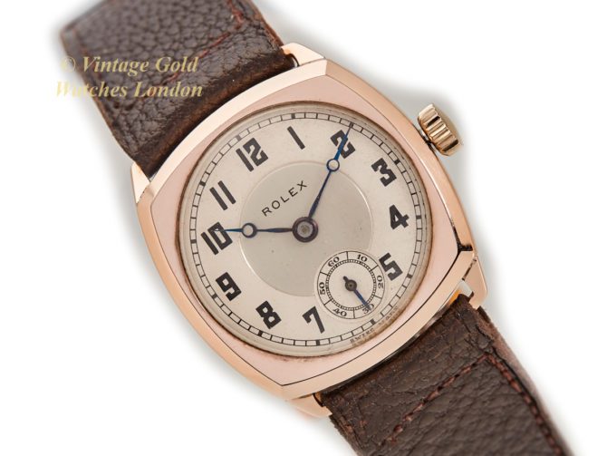 Rolex 9ct Pink Gold Cushion 1934 (1)