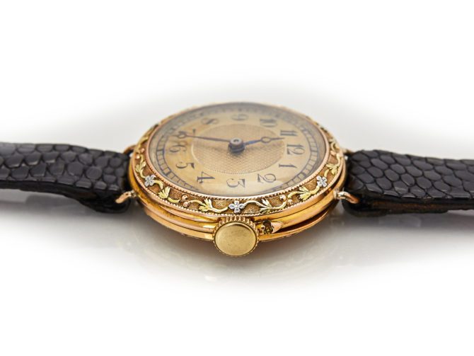 Breguet 18ct Pink Gold ‘Trois Couleurs’, Gold Guilloche Dial, c1910 (2)