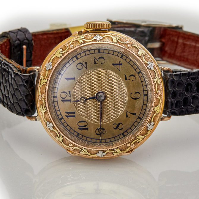 Breguet 18ct Pink Gold ‘Trois Couleurs’, Gold Guilloche Dial, c1910 (6)