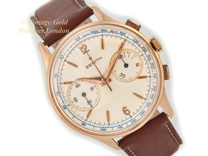 Zenith Cal.156 Chronograph 18ct Pink Gold c1957 (1)