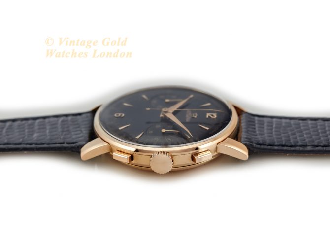 Lemania (Omega), Cal.15TL Black Dial Chronograph 18ct Pink Gold c1948 40mm (9)