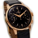 Lemania (Omega), Cal.15TL Black Dial Chronograph 18ct Pink Gold c1948 40mm mobile navigation (2)
