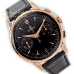 Lemania (Omega), Cal.15TL Black Dial Chronograph 18ct Pink Gold c1948 40mm mobile navigation (1)
