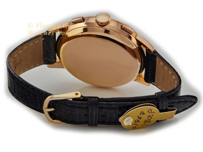 Lemania (Omega), Cal.15TL Black Dial Chronograph 18ct Pink Gold c1948 40mm (11)