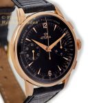 Lemania (Omega), Cal.15TL Black Dial Chronograph 18ct Pink Gold c1948 40mm mobile navigation (3)
