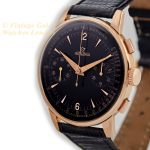 Lemania (Omega), Cal.15TL Black Dial Chronograph 18ct Pink Gold c1948 40mm mobile navigation (5)
