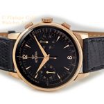 Lemania (Omega), Cal.15TL Black Dial Chronograph 18ct Pink Gold c1948 40mm mobile navigation (7)