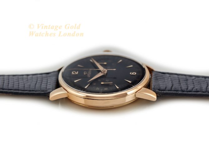 Lemania (Omega), Cal.15TL Black Dial Chronograph 18ct Pink Gold c1948 40mm (10)