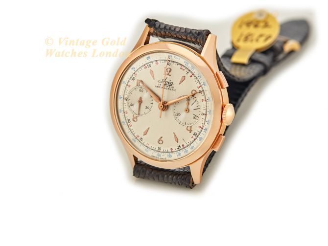 Avia, Chronograph 18ct Pink Gold 1962 – Original Dial – Museum Condition (6)