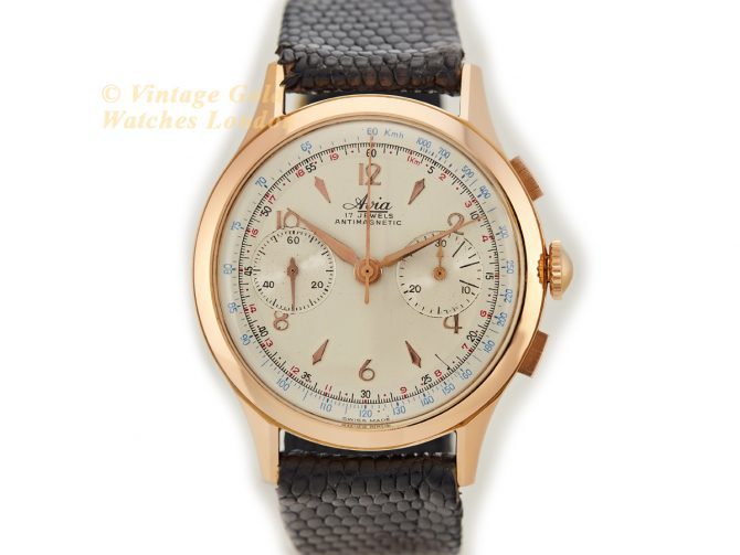 Avia, Chronograph 18ct Pink Gold 1962 – Original Dial – Museum Condition (4)