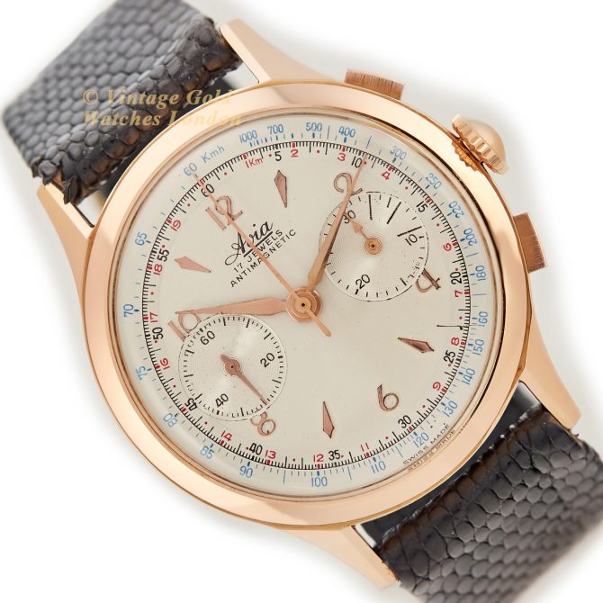 Avia, Chronograph 18ct Pink Gold 1962 – Original Dial – Museum Condition (15)