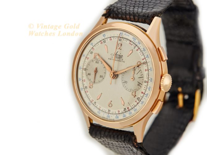 Avia, Chronograph 18ct Pink Gold 1962 – Original Dial – Museum Condition (5)