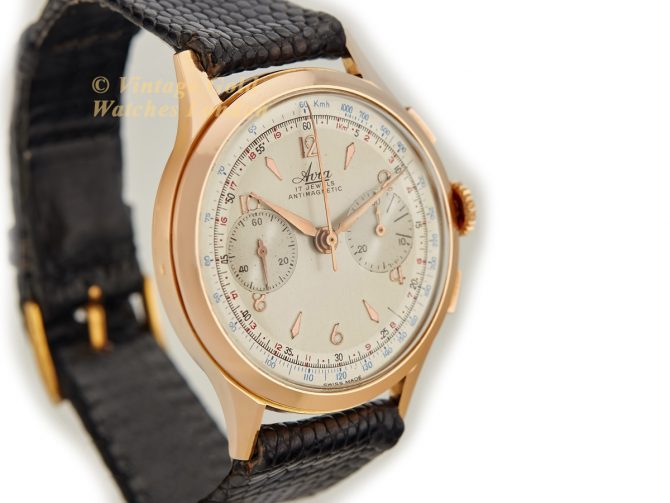 Avia, Chronograph 18ct Pink Gold 1962 – Original Dial – Museum Condition (3)