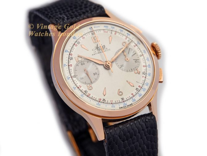 Avia, Chronograph 18ct Pink Gold 1962 – Original Dial – Museum Condition (2)