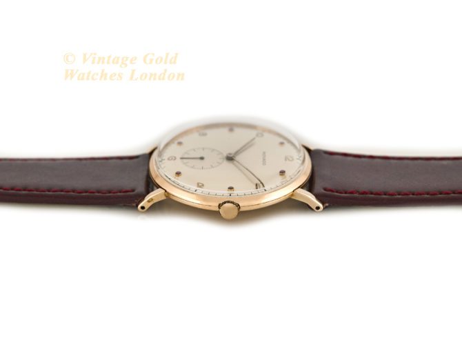 Movado Cal.470 18ct Pink Gold, Ruby Studded Dial, c1958 (31)