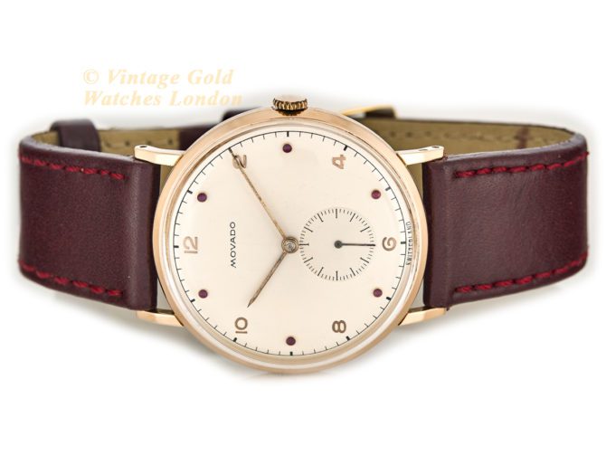 Movado Cal.470 18ct Pink Gold, Ruby Studded Dial, c1958 (27)