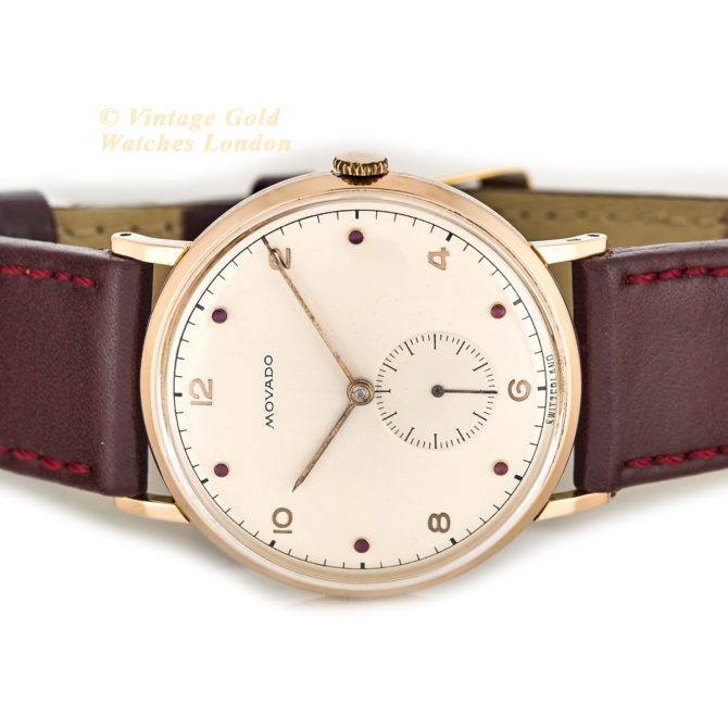 Movado Cal.470 18ct Pink Gold, Ruby Studded Dial, c1958 (42)