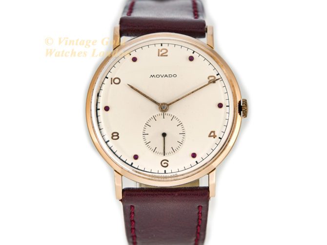 Movado Cal.470 18ct Pink Gold, Ruby Studded Dial, c1958 (21)