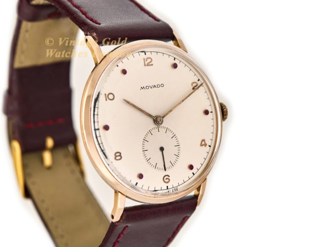 Movado Cal.470 18ct Pink Gold, Ruby Studded Dial, c1958 (19)