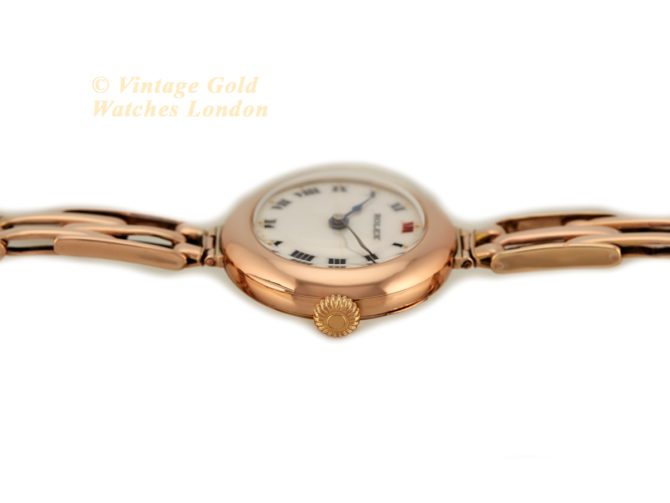 Ladies Rolex 9ct Pink Gold Porcelain Dial 1916 (17)