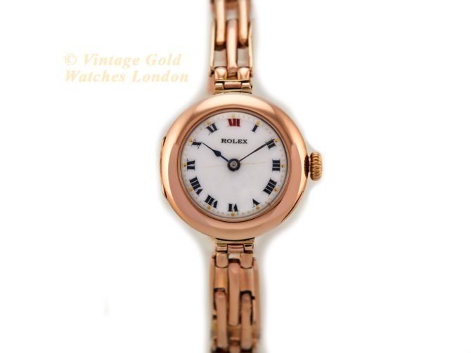 Ladies Rolex 9ct Pink Gold Porcelain Dial 1916 (7)