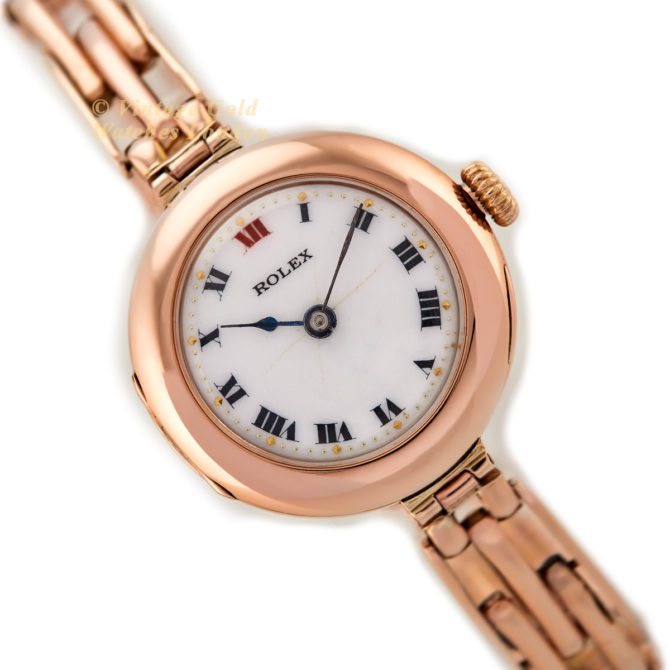 Ladies Rolex 9ct Pink Gold Porcelain Dial 1916 (23)