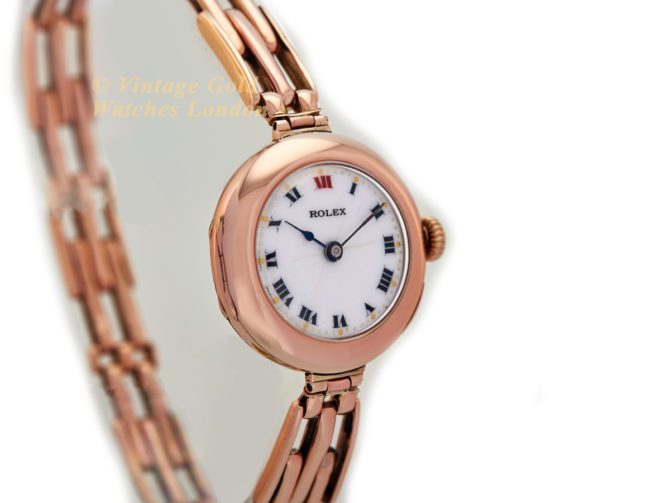 Ladies Rolex 9ct Pink Gold Porcelain Dial 1916 (5)
