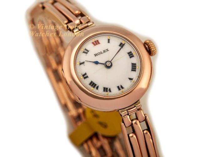 Ladies Rolex 9ct Pink Gold Porcelain Dial 1916 (3)