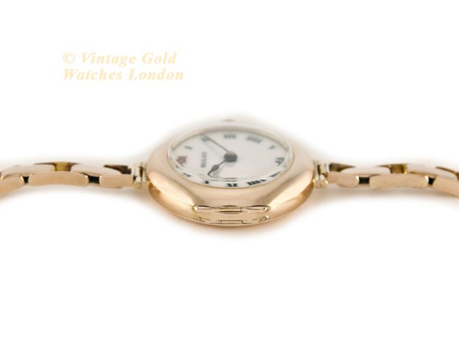 Ladies Rolex Cocktail Watch, Porcelain Dial, 9ct Pink Gold c1915 (34)