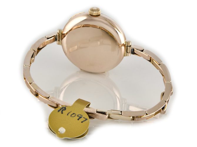 Ladies Rolex Cocktail Watch, Porcelain Dial, 9ct Pink Gold c1915 (36)