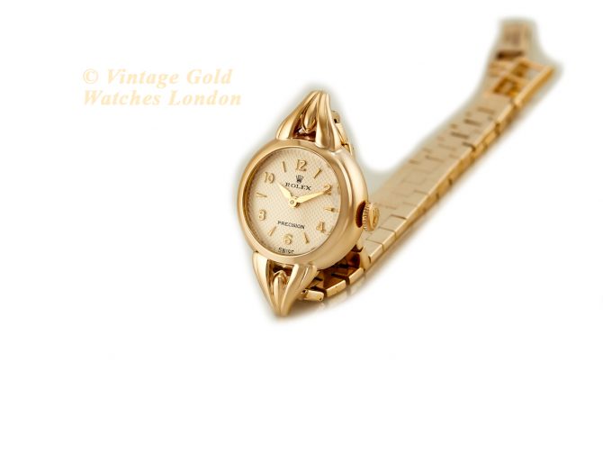 Ladies Rolex Precision 9ct Gold Cocktail Watch on 9ct Bracelet 1941 (6)