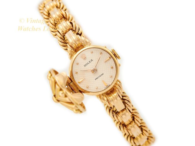 Ladies Rolex Precision Concealed Bracelet Watch 18ct 1952 (1)