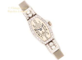 Ladies Rolex 18ct White Gold, Platinum, & Diamond Art Deco Cocktail Watch c1930