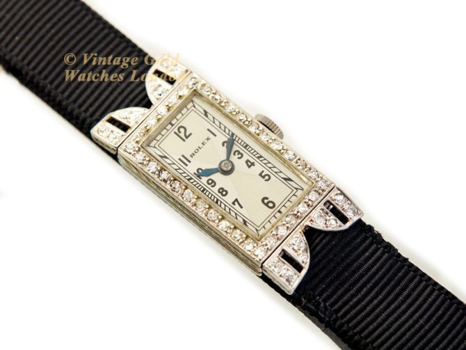 Ladies Rolex 18ct White Gold & Diamond Cocktail Watch c1930 (29)